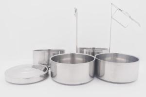 Quality 18cm Take away stainless steel food container 2 /3/4/5 Layers lunch box with handle wholesale