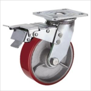 Quality 100mm heavy duty casters with brakes iron wheels pu wheels wholesale