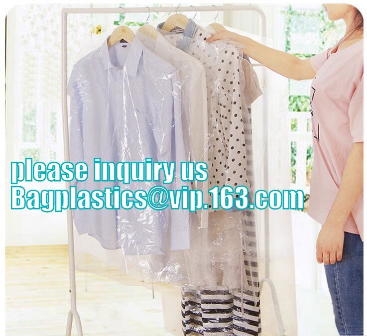 commercial clear pe ldpe poly hotel laundry roll up suit garment packaging dry cleaning cover plastic polythene bag for