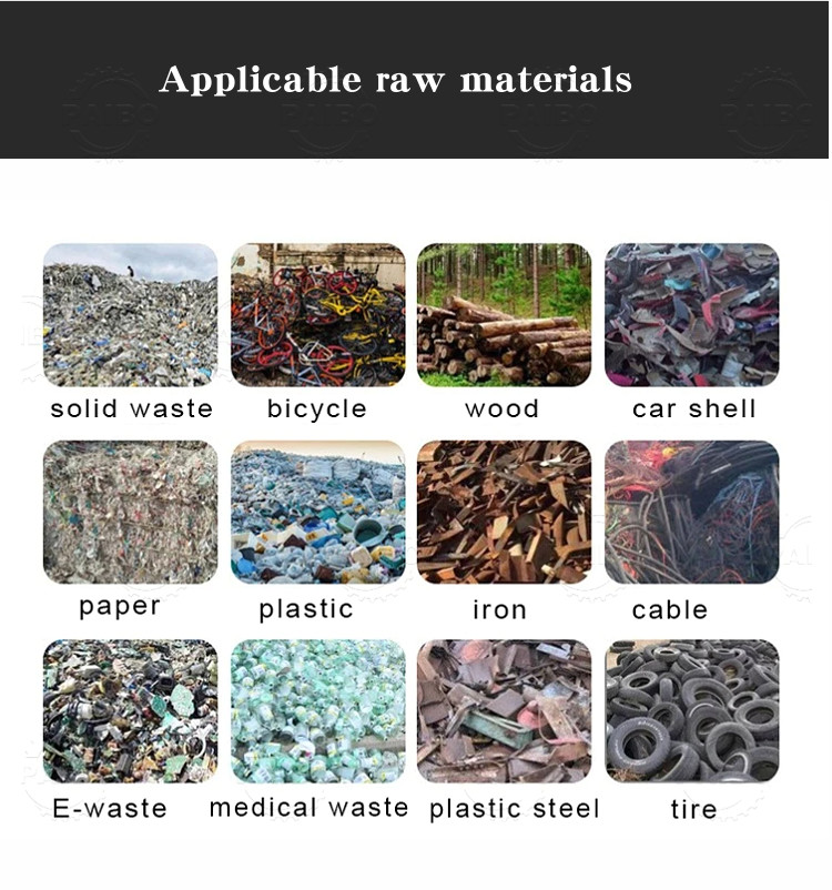 Applicable raw material for double shaft shredder