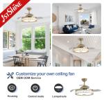 4000K 6000K Retractable Blade Ceiling Fan Chandelier Color Changing
