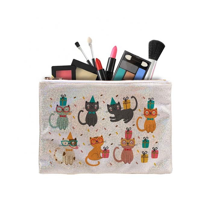 Double-Sided Printing Colorful Glittery Sublimation Cosmetic Bag DIY Personalized Bag For Sublimation Printing