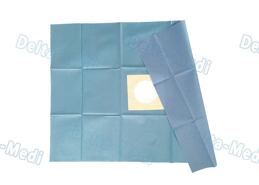 Blue Surgery Sterile Disposable Drapes With Circle Hole / Adhesive Tape