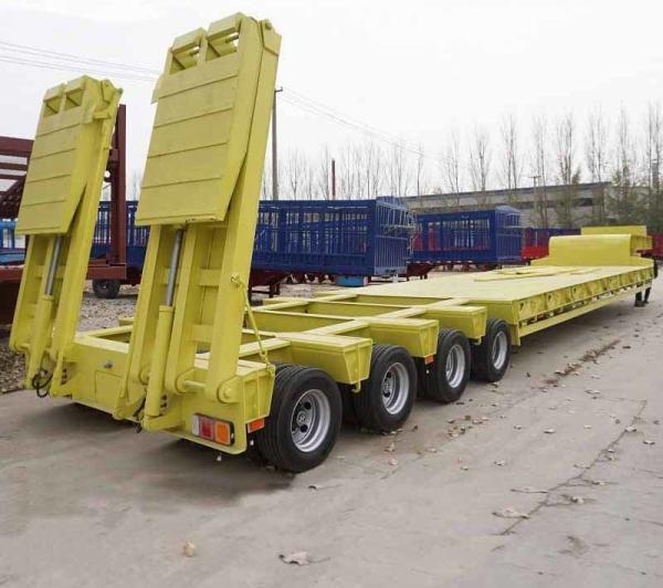 3 Axle 80 Ton Heavy Duty Low Bed Trailer Truck Semi Trailers For Excavator