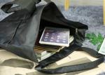 Black Oxford Non Woven Tote Bags Multi Pockets Three Dimensional Soft Body