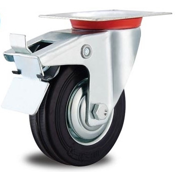 4 Inch Locking Caster Wheels Swivel Caster With Brake Rubber Wheels 100mm