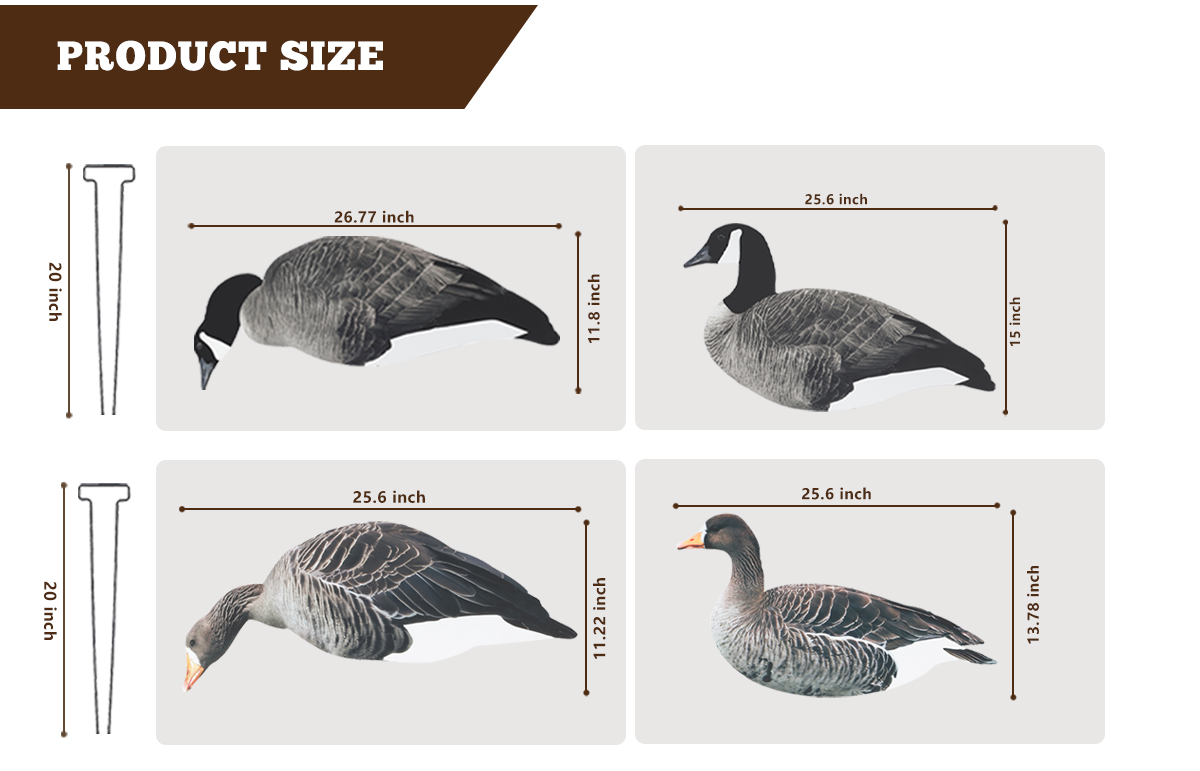Lightweight 3D Lifelike Hunting Decoy Silhouett Canada Goose with Flocked Head and Tail