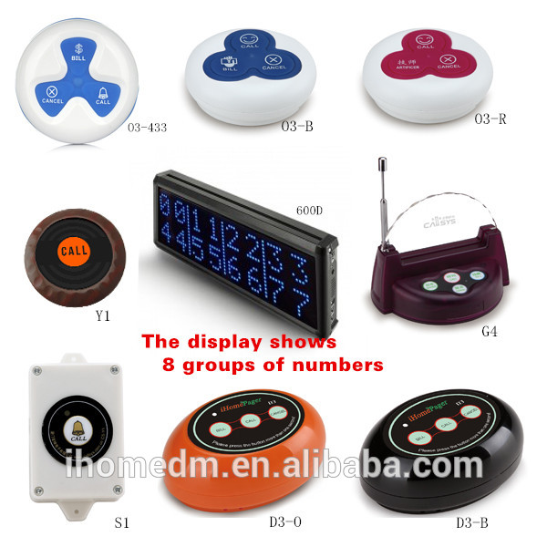 wireless calling system, multi groups call number monitor, it can show 4 numbers or 8 numbers.