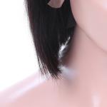 Natural Black Virgin Hair Lace Wigs / Pre Plucked Human Hair Bob Cut Wigs