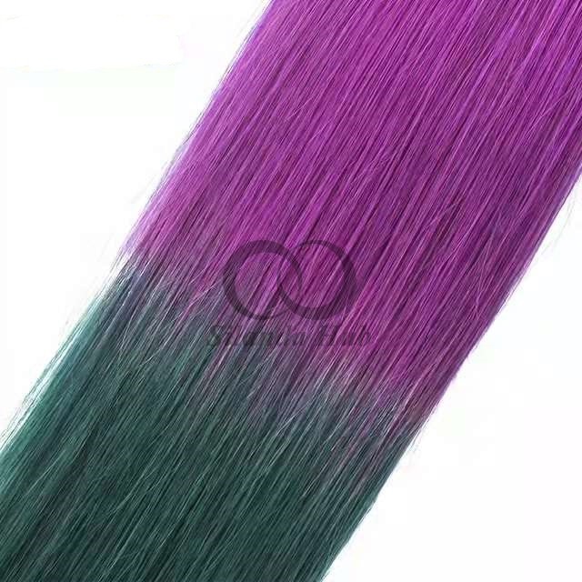 #T1B/Purple/Green Straight Remy Human Hair Bundles Sew In Weave Bundles Brazilian Bundle Deals
