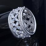 925 Sterling Silver Princess Tiara Crown Sparkling Love Heart CZ Rings for Women