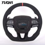 380mm Interior Charger Dodge Carbon Fiber Steering Wheel Alcantara Red Stitch
