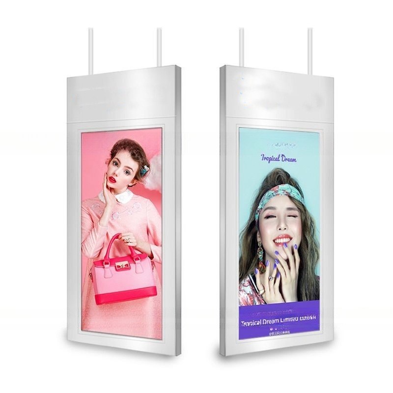 Ceiling roof mount 49" inch dual sided WIFI network Android signage display POP screen with high brightness function