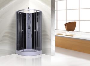 Quality Circle Grey Quadrant Shower Cubicles 900 X 900 X 2250 MM ABS Tray Chrome Profiles wholesale