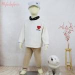 Baby children winter clothing pullover with woven collar sweater tops infant