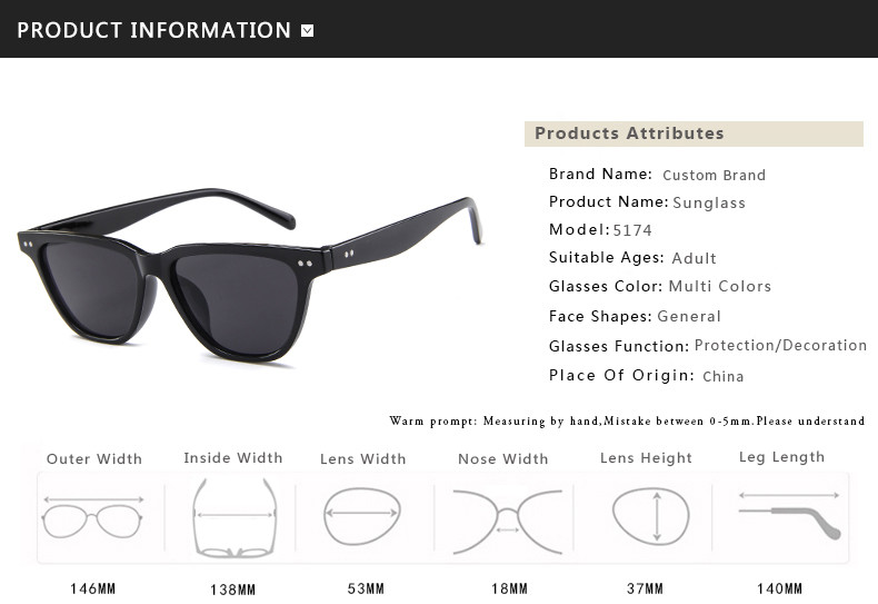 BSCI 146MM Vintage Colored Hot Sale Sunglasses UV400