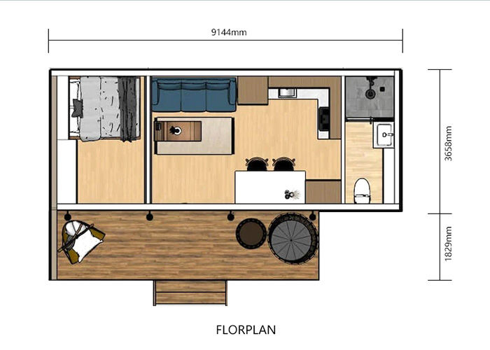 UK Prefab Garden Studio With Light Steel Frame Cabin Granny Flat Hosue Kits
