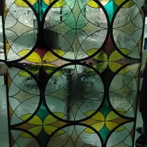 Quality Colored Art Glass Entrance Partition Wall Screen Doors And Windows Tiff European Retro Inlaid Church Carved Glass wholesale