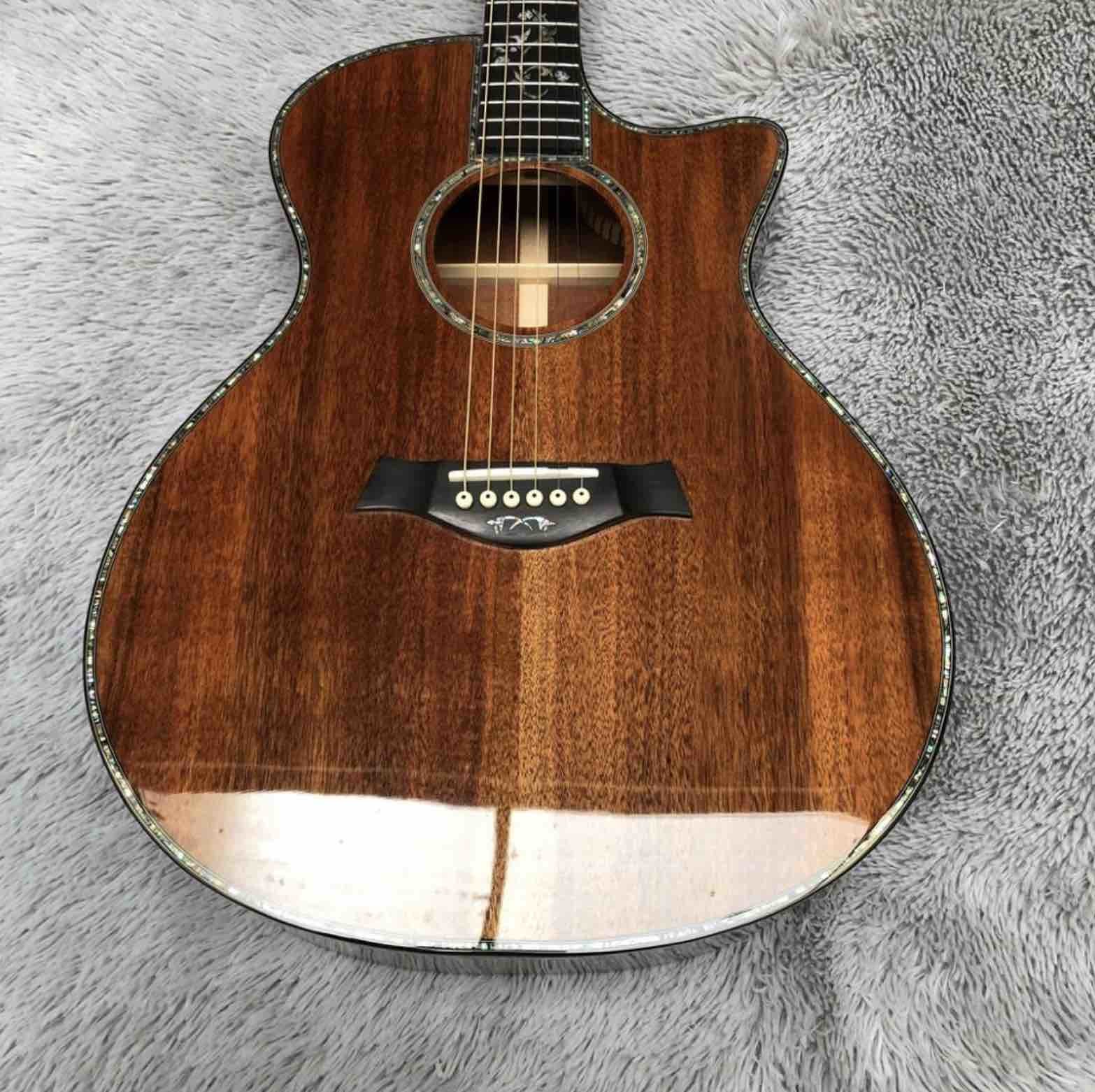 Ebony Fingerboard Abalone Binding Cutaway KOA Wood 916K Acoustic Electric Guitar