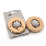 Movable Rattle Ball Walrus Shape Wooden Silicone Teether Safe For Baby