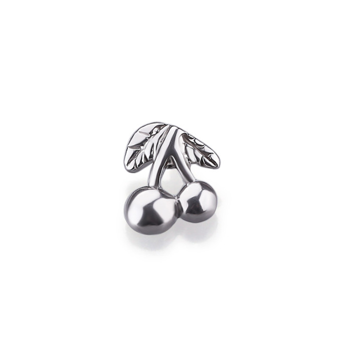 Stainless Steel Internally 16g Labret Lip Ring Cherry Shape Lip Stud Body Piercing Jewelry