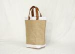 Women Waterproof Jute Packaging Bags With Leather Handle