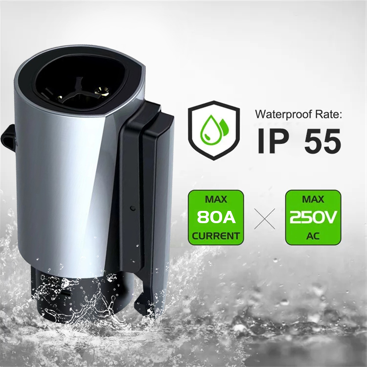 20KW Rated Power Black and Silver Tesla to Type 1 J1772 EV Charger Connector Adapter for Engergy Electric Car Charging
