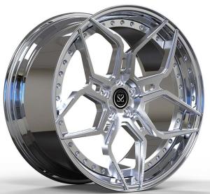 Quality Hyper Silver Polish 2 Piece Staggered Alloy Wheels For Porsche 5x130 wholesale