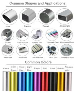 Quality Extruded Aluminum Tube Round, rectangular,Oval, Square and custom Profiles wholesale