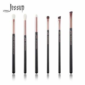 Quality metal ferrule double crimped Mini Eye Brush Set Black And Rose Gold Color wholesale