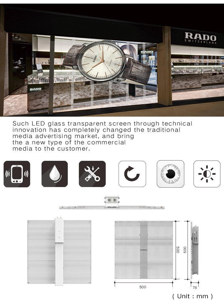 P3.91 - 7.81 Transparent Indoor Full Color LED Display 1000*500*70mm Cabinet Dimension