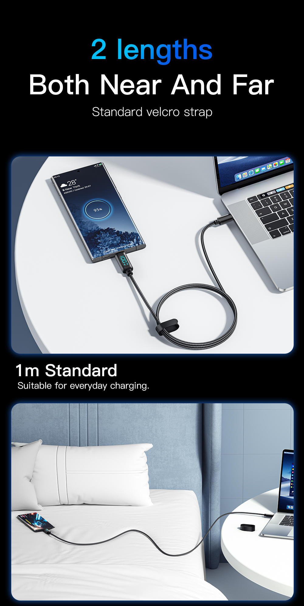 Essager 2022 LED Digital Display Customised 1M 2M Cable OEM/ODM 27W 100W Fast Charging USB Cable For Mobile Phone