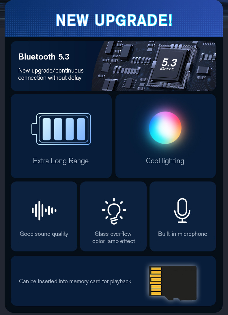 14W Bluetooth Speaker with Colorful LED Light and 2" Tweeter Size Wireless Charging