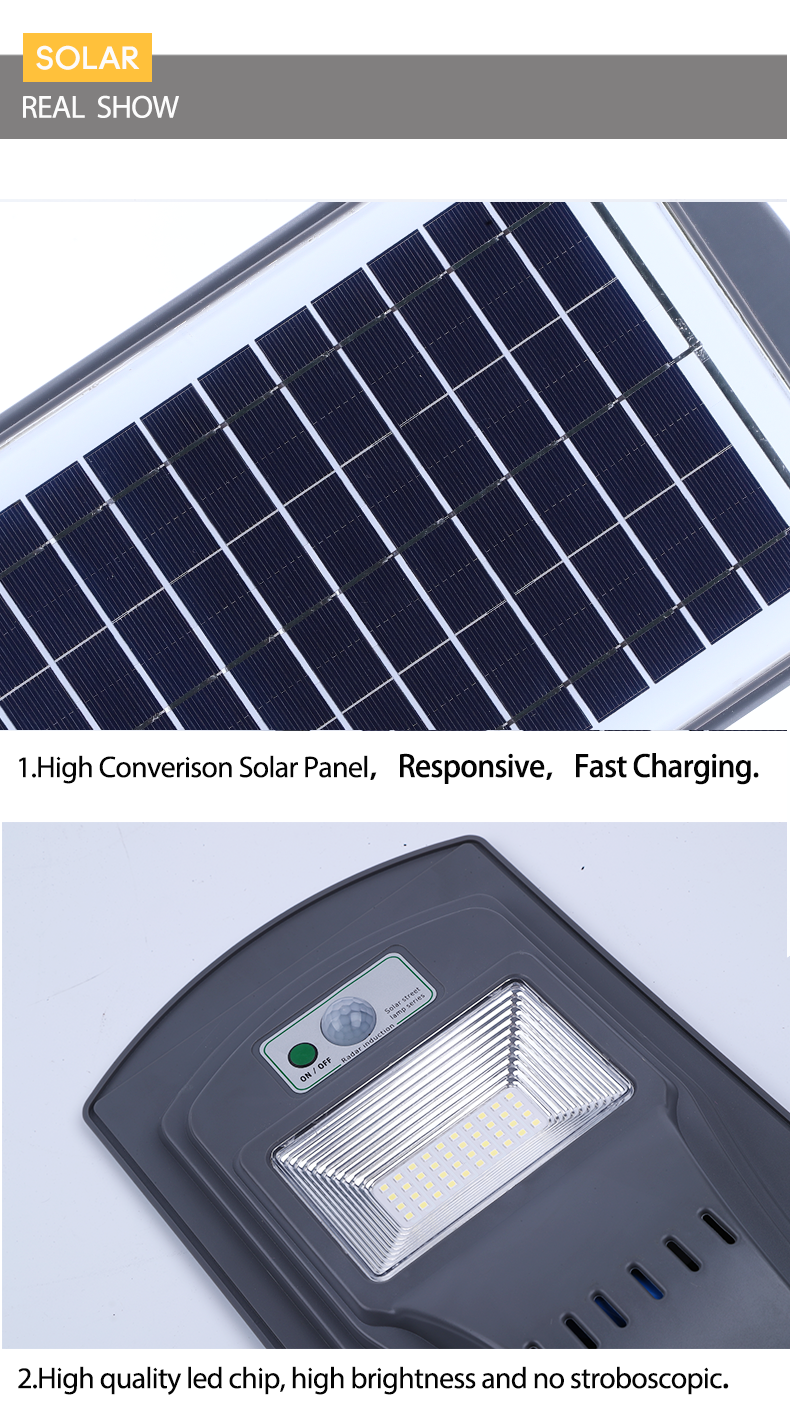 Solar Powered Street Light With 100 Ra Color Rendering Index And Integrated LED Design