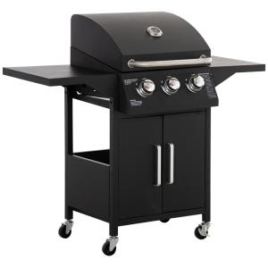 Quality Propane Gas BBQ Grill with 3 Burners and Two Foldable Shelves 26.8kg Outdoor Product wholesale