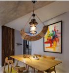 Industrial Wood Chandelier Creative Living Room Bar Dining Room Handing Lamp(WH