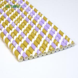 Quality Golden Striped Biodegradable Paper Straw Kraft Christmas Straws 5*120mm wholesale