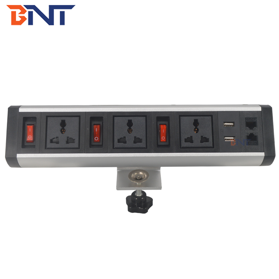 Office clamp on table dual usb charger desk table clip clamp socket for office furniture