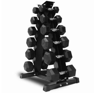 Quality 20lbs Black Rubber Hex Dumbbell Sets 30mm Dia wholesale