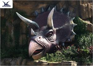 Quality Jurassic Theme Park Life Size Fiberglass Animals Decorative Resin Dinosaur Head Statues wholesale