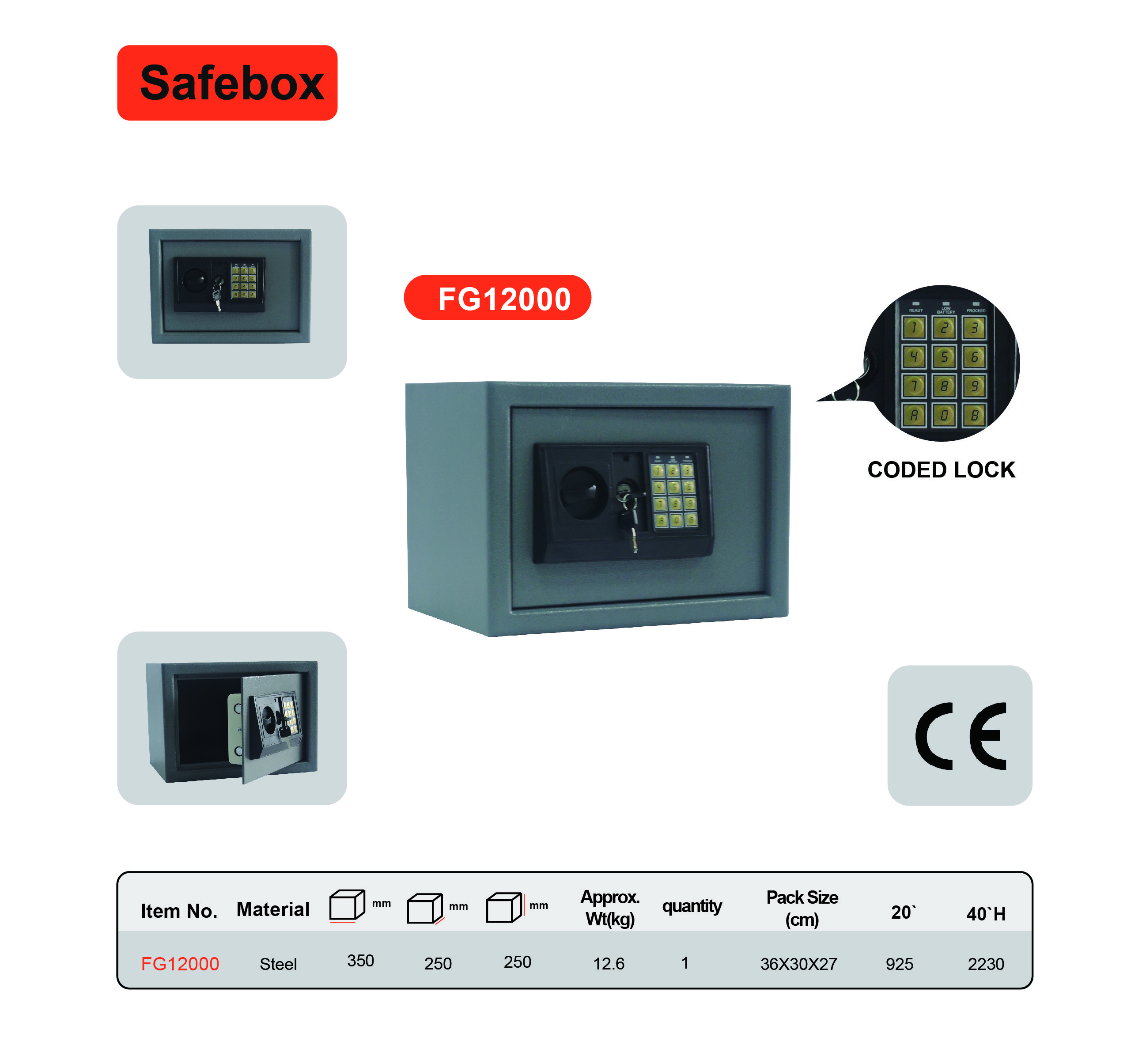 Electronic Security Safe Box Powder Coated Finishing Home Hotel Use