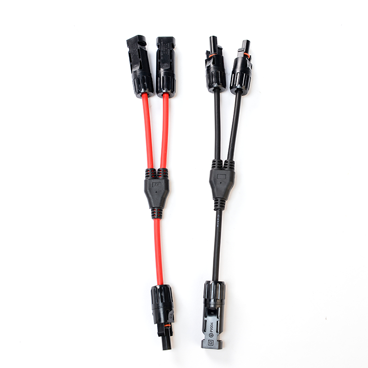 Solar Cable PV Wire Extension with Solar Connector PV004 Y Divider Black and Red Pair H1Z2Z2-K DC 1500V 1X4mm XLPO Insulation