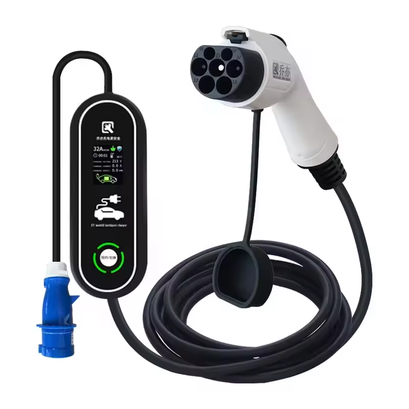 220V ID4 ID6 GBT Portable Ev Charger with EU Socket and Color Screen Charging Cable PC Copper Operate 7kw 32A Compact Design