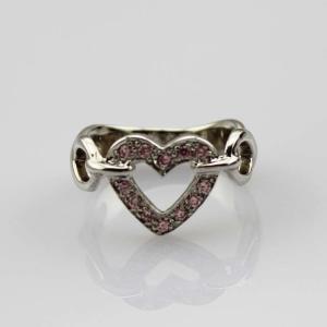 Quality Fashion Jewelry 925 Silver Heart Ring with Pink Cubic Zircon(FR0147) wholesale