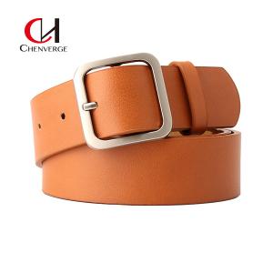 Quality No Rust Ladies Leather Belt Retro Simple Square Buckle PU Leather Female wholesale
