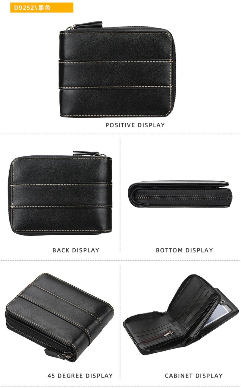 3 Colors Minibook Customized Men's Short Version Buckle Multi-card Coin Three Fold Zipper Wallet