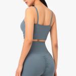 Bright Color Shallow Front Criss Cross Sports Bra Women Nylon Top With Removable