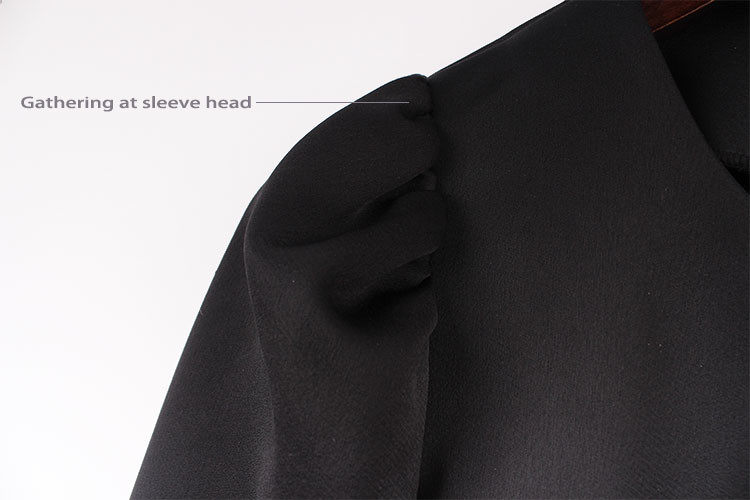Women Short Black Woven Fabric Clothing Outerwear Polyester Moss Bonded