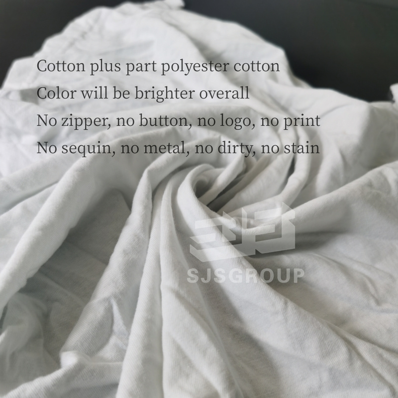 Factory Direct Sale Industrial Wiping White Cotton T-Shirt 20 KG Rags