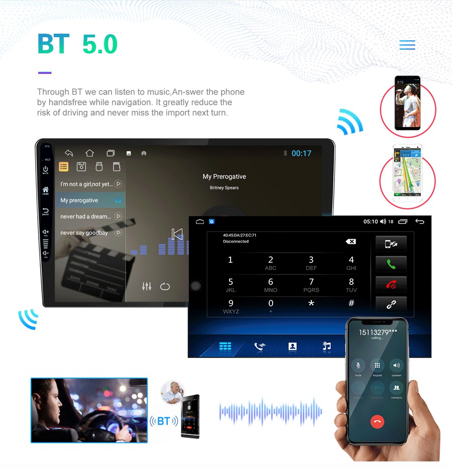 9'' OLED Screen CarPlay Stereo for VW Nissan Toyota Universal 2 Din Multimedia Player